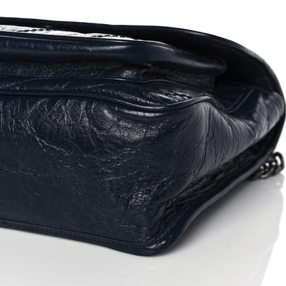 Saint Laurent Crinkled Calfskin Matelasse Monogram Medium Niki Chain Satchel Deep Marine 9 of 10