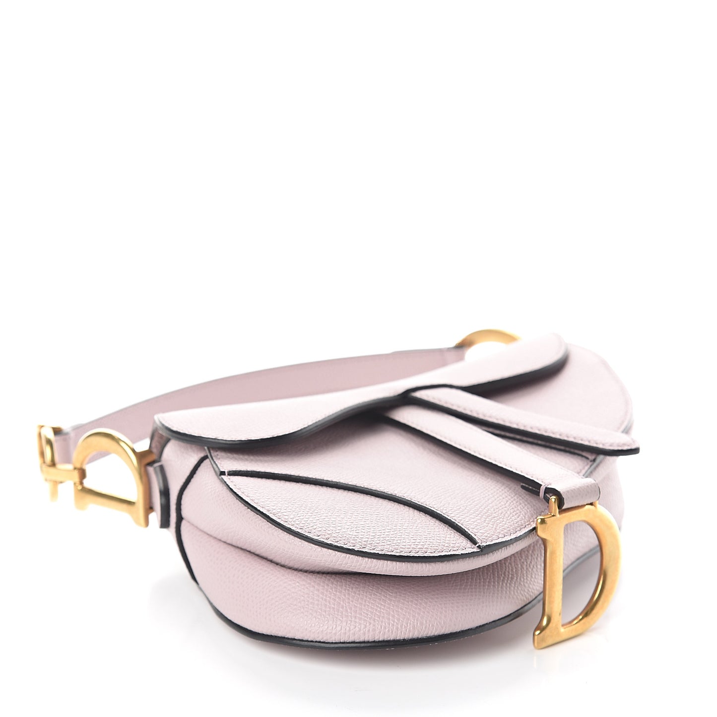 Grained Calfskin Mini Saddle Bag Light Purple