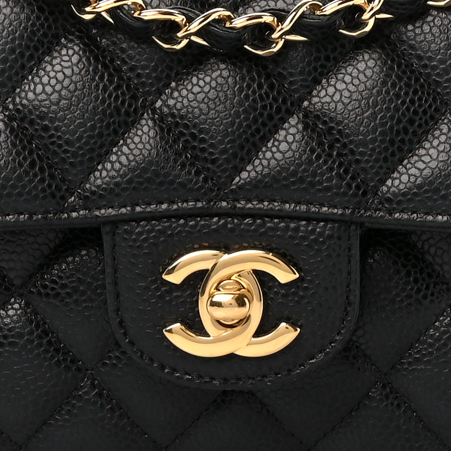 Caviar Quilted Small Double Flap Black