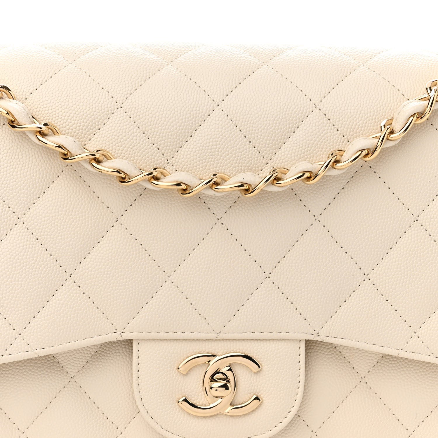 Chanel Caviar Quilted Jumbo Double Flap White 7 of 13