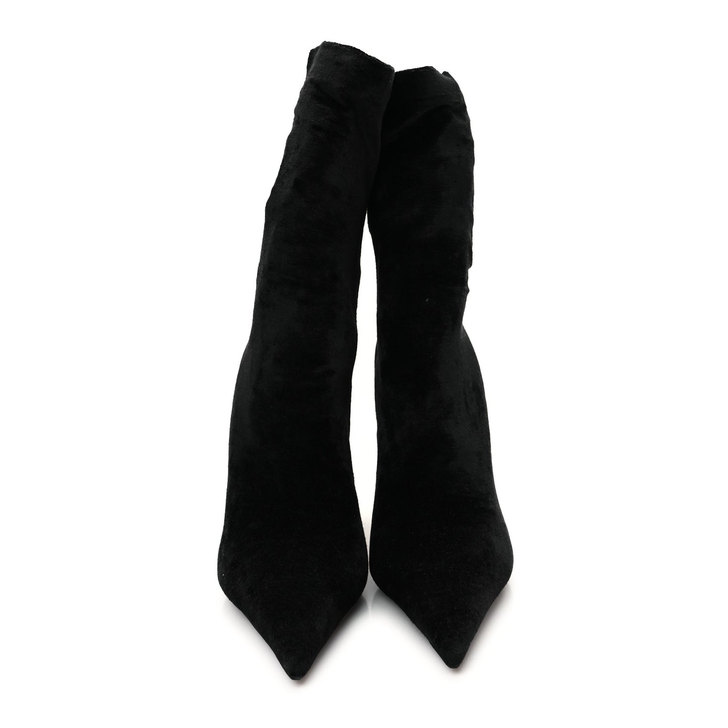 Velvet Spandex Extreme Pointed Toe Knife Ankle Boots 37 Black