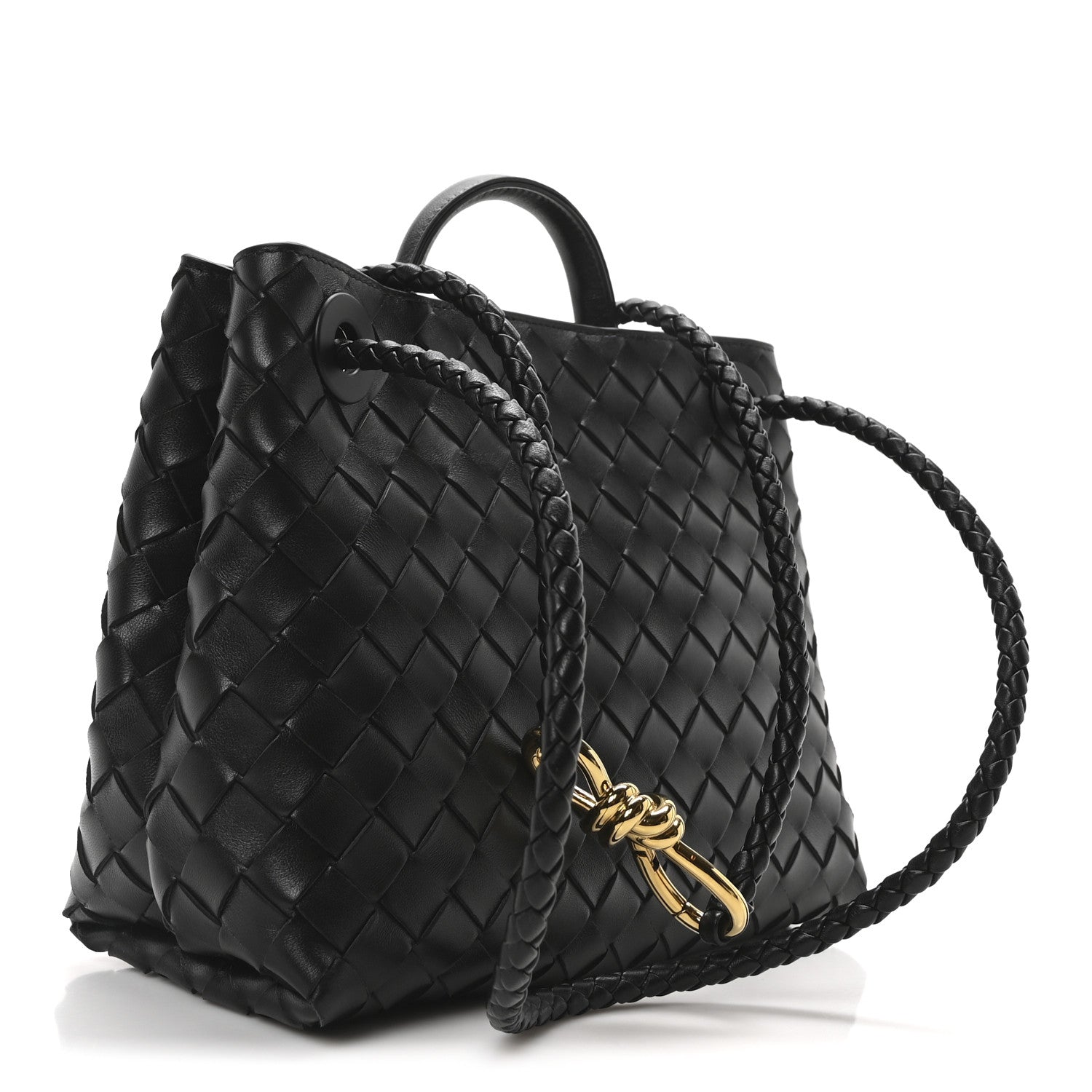 Bottega Veneta Nappa Intrecciato Small Andiamo Shoulder Bag Black 3 of 10
