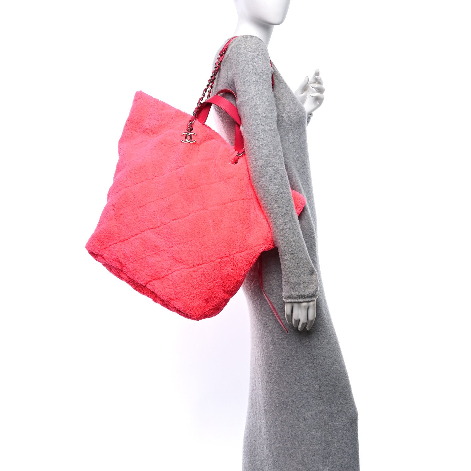 Chanel Terry Cloth Quilted Coco Beach Large Shopping Tote Pink 2 of 10