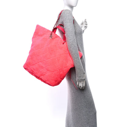 Chanel Terry Cloth Quilted Coco Beach Large Shopping Tote Pink 2 of 10