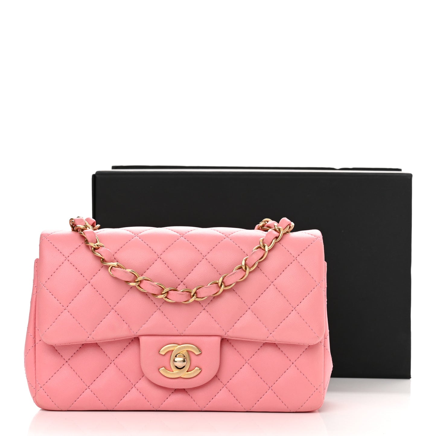 Lambskin Quilted Mini Rectangular Flap Pink