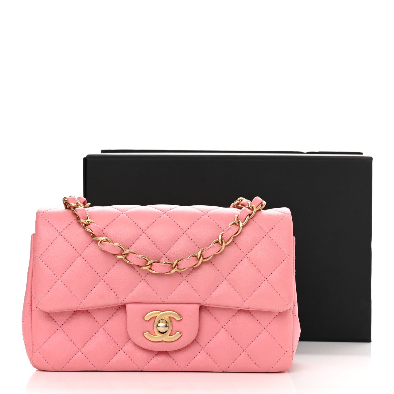 Chanel Lambskin Quilted Mini Rectangular Flap Pink 11 of 11