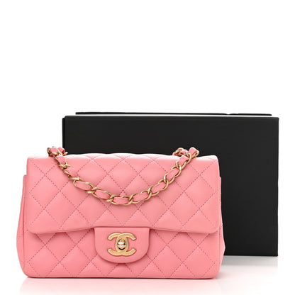 Chanel Lambskin Quilted Mini Rectangular Flap Pink 11 of 11