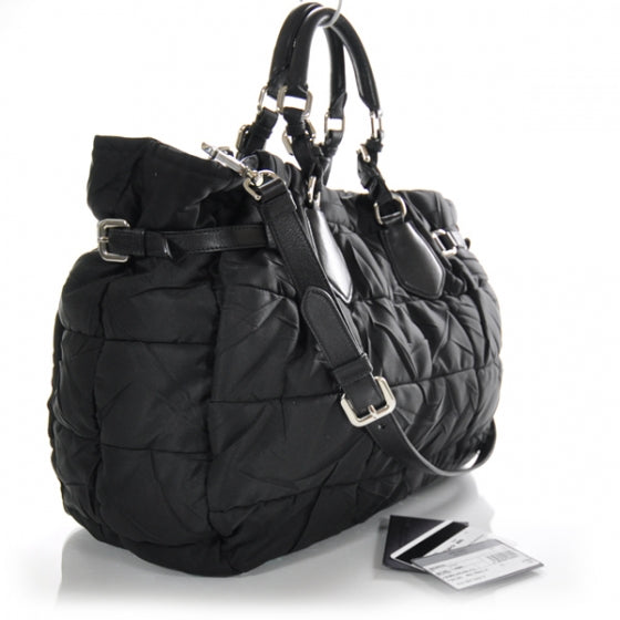 Tessuto Nylon Quilted Tote Nero