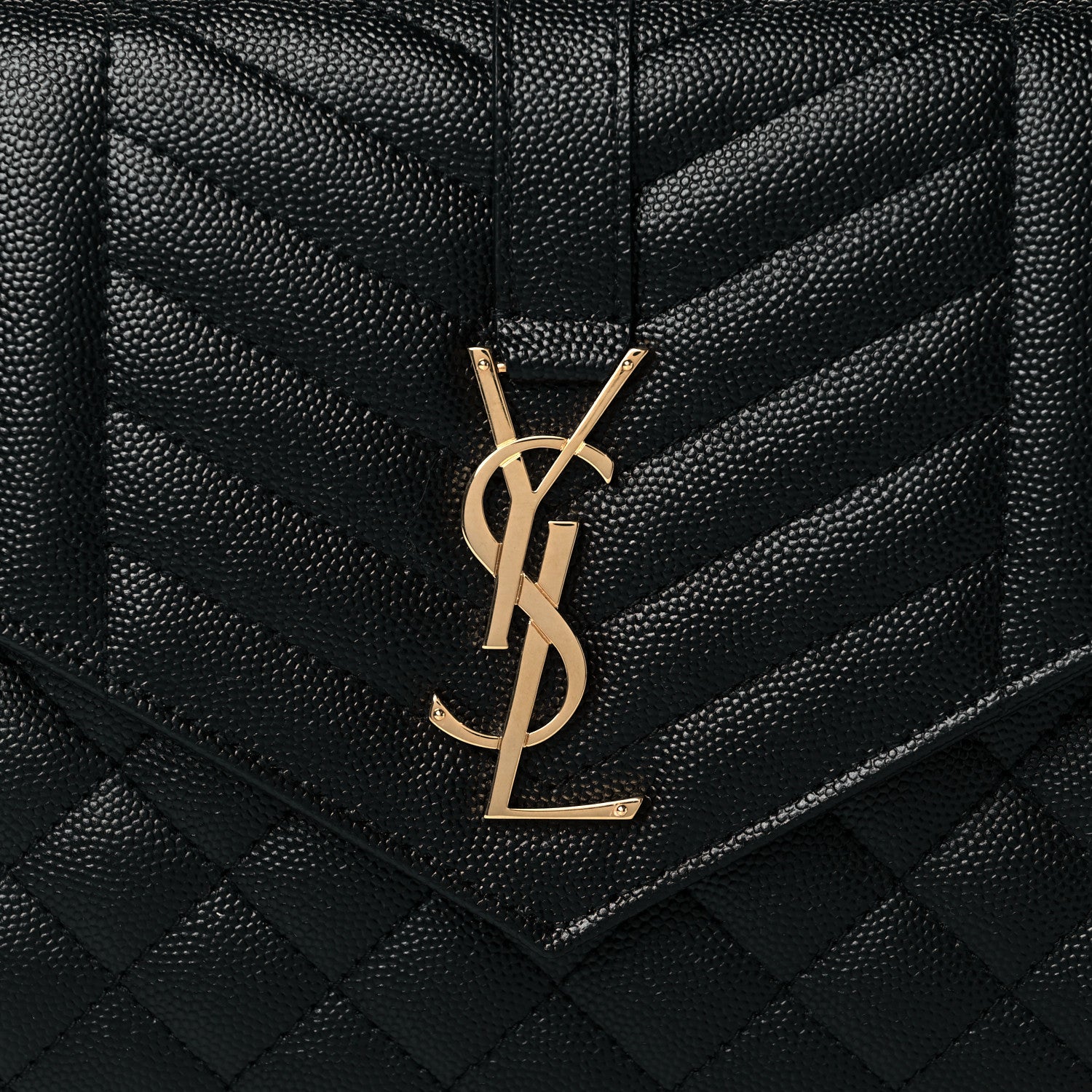 Saint Laurent Grain De Poudre Textured Mixed Matelasse Triquilt Monogram Clutch Black 8 of 11