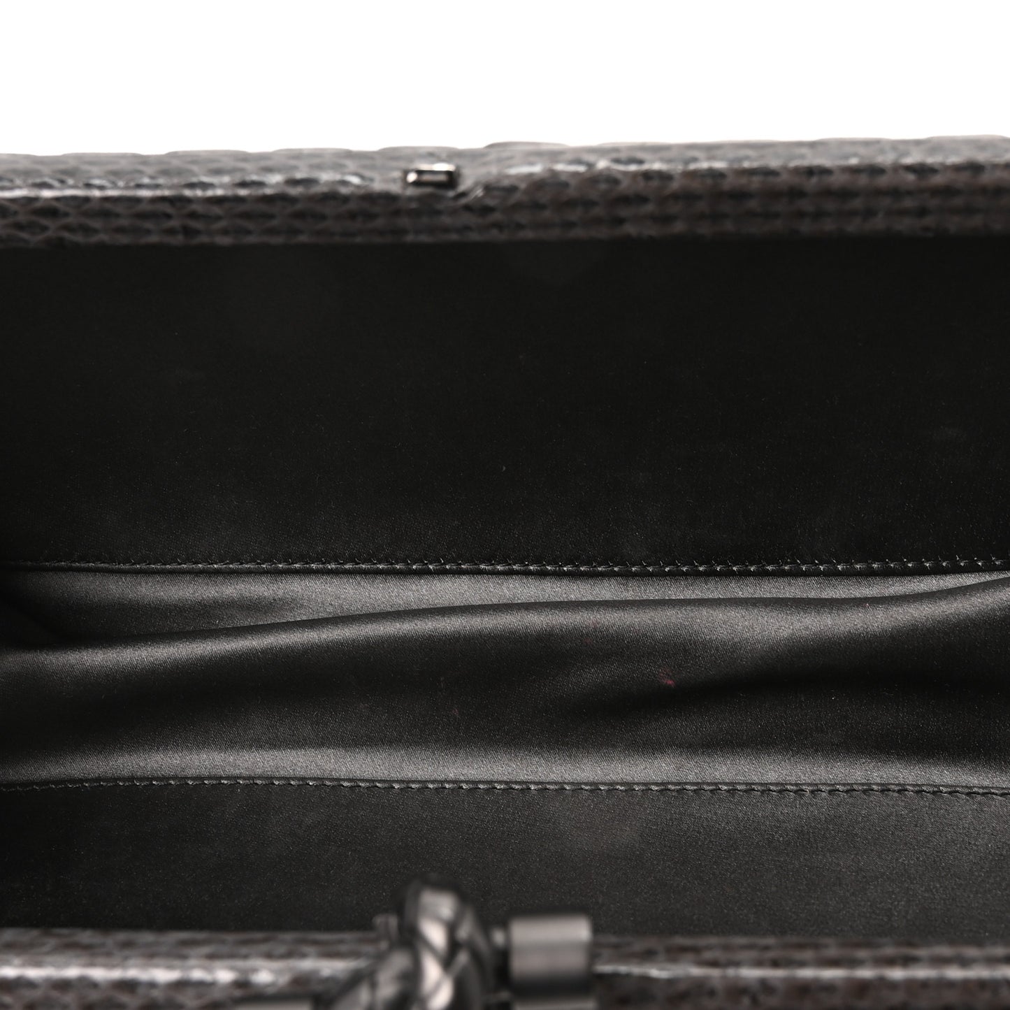 Satin Snakeskin Intrecciato Stretch Knot Clutch Ardoise
