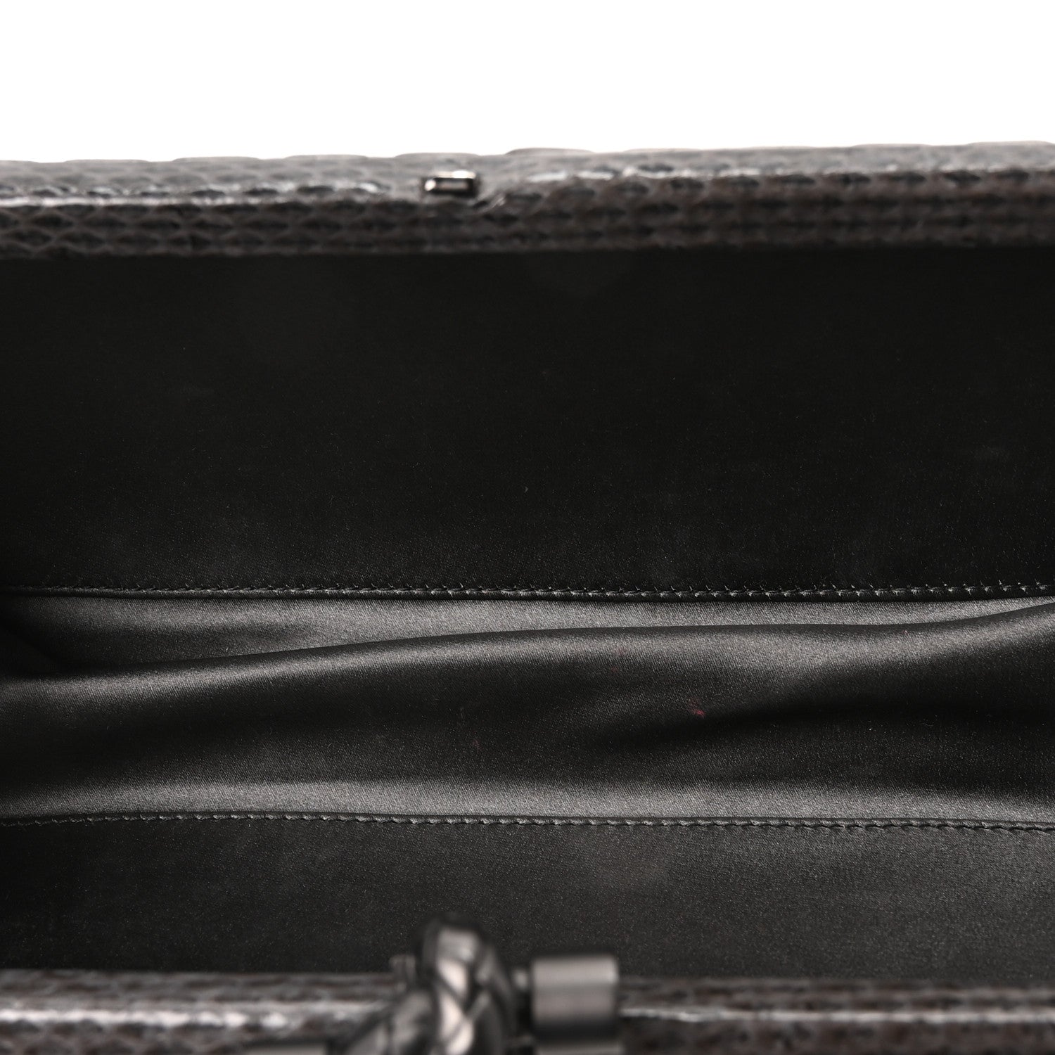 Bottega Veneta Satin Snakeskin Intrecciato Stretch Knot Clutch Ardoise 5 of 9
