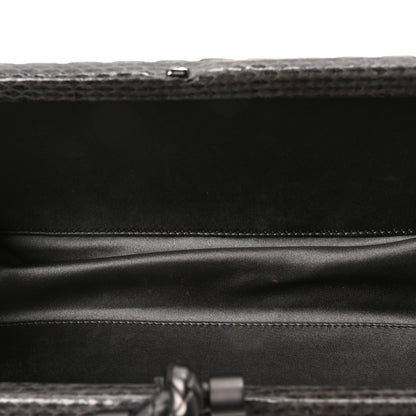 Bottega Veneta Satin Snakeskin Intrecciato Stretch Knot Clutch Ardoise 5 of 9