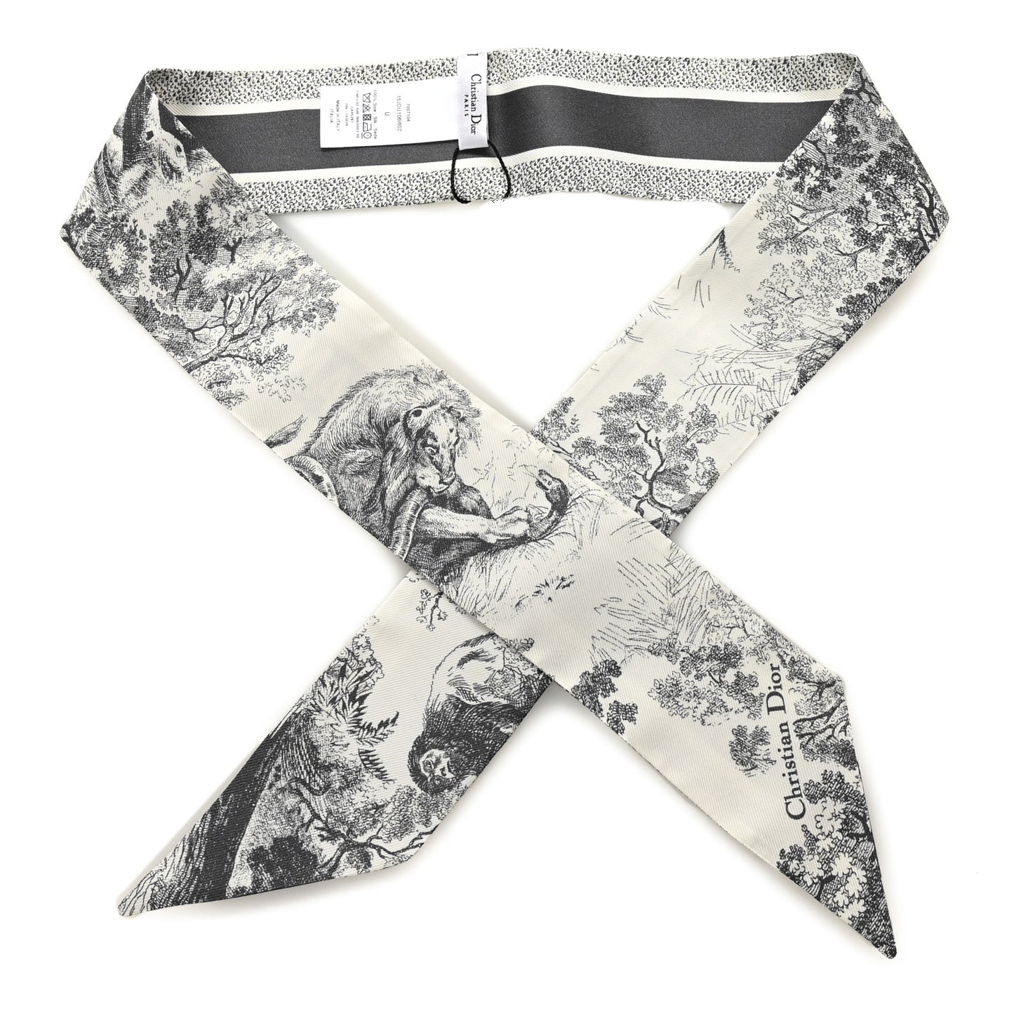 Silk Toile De Jouy Reverse Capri Mitzah Scarf Grey White