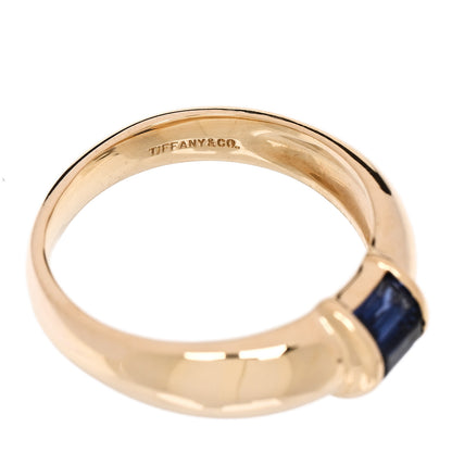 Tiffany 18K Yellow Gold Blue Sapphire Baguette Ring 50 5.5 4 of 5