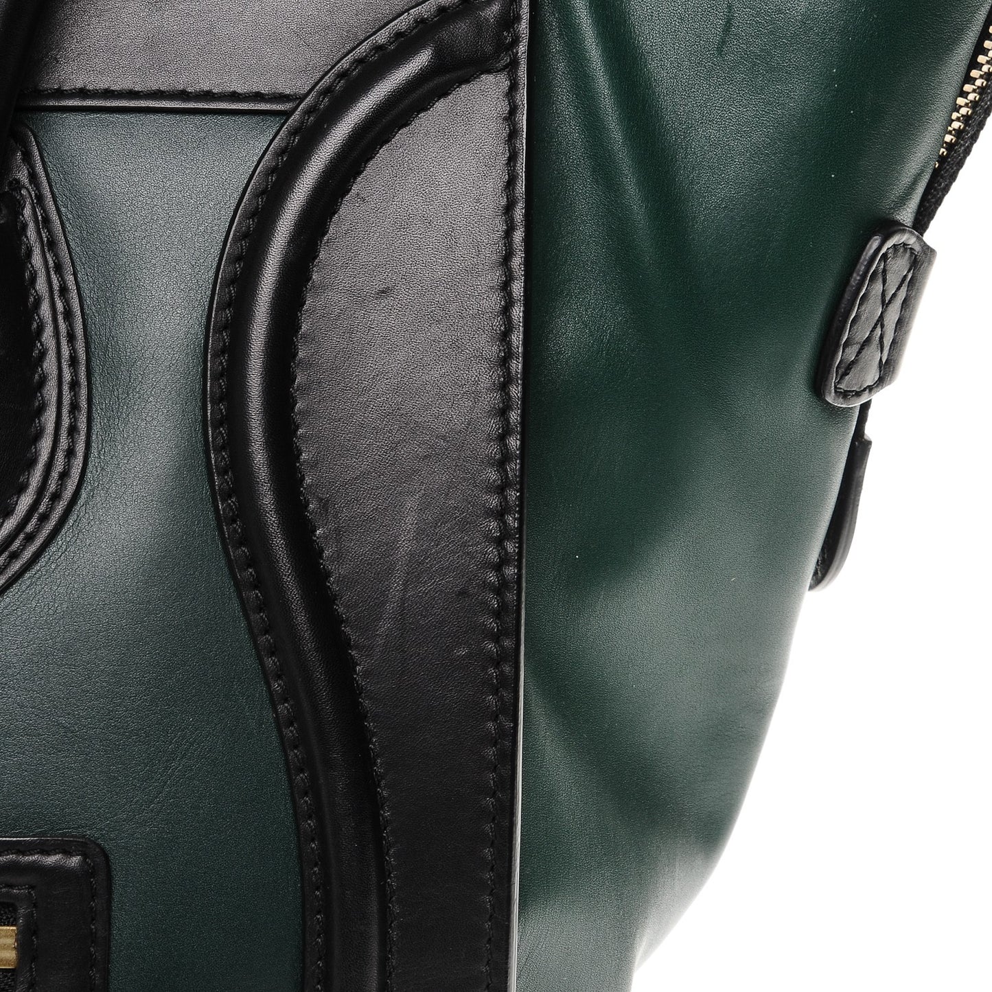Satin Calfskin Mini Bi-Color Luggage Bottle Green Black