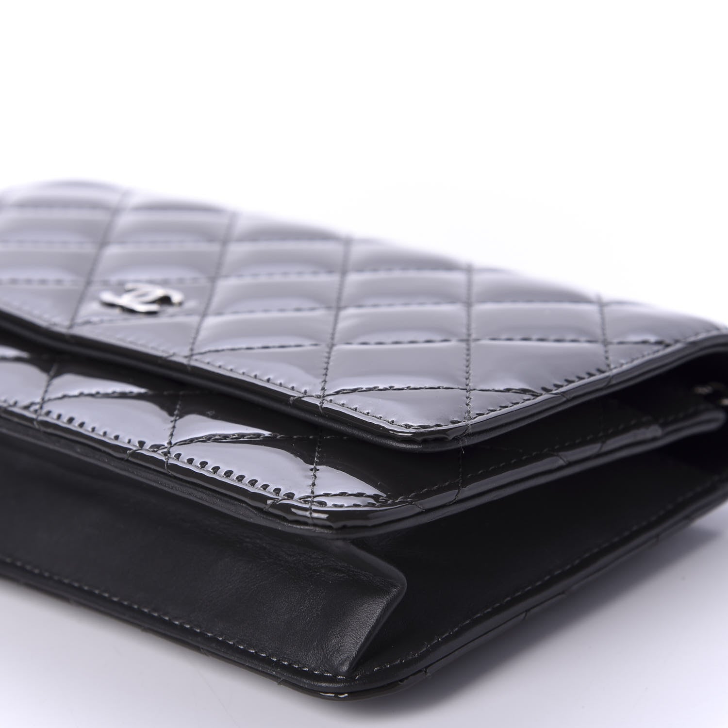 Chanel Patent Quilted Wallet On Chain WOC Black 7 of 16