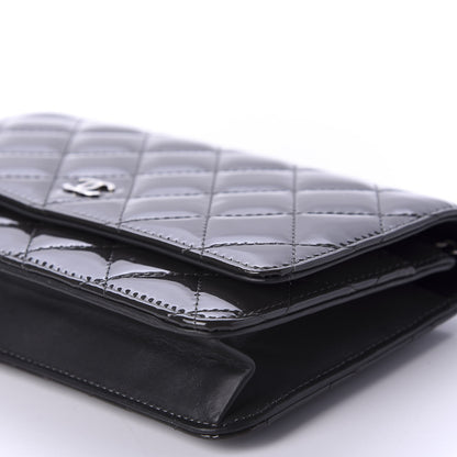 Chanel Patent Quilted Wallet On Chain WOC Black 7 of 16