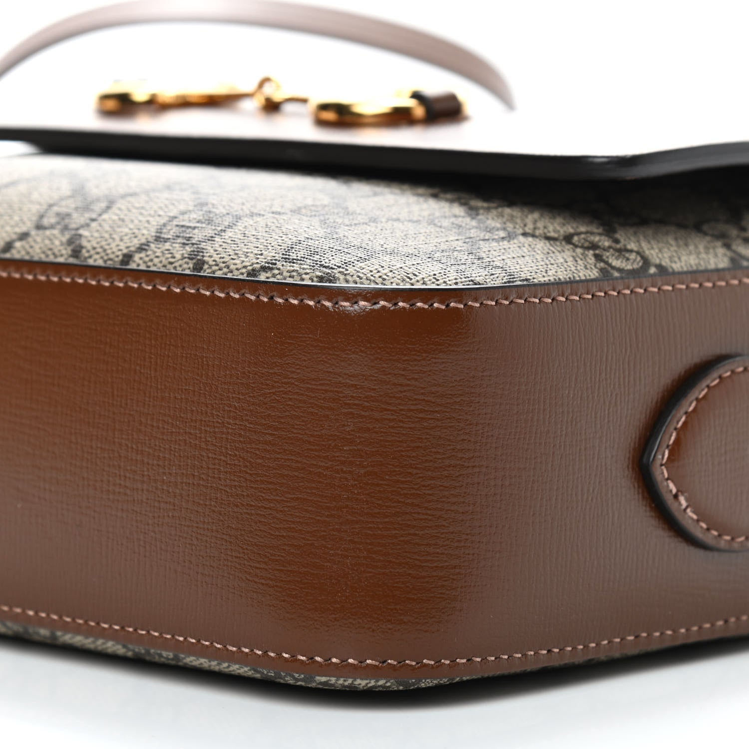 Gucci GG Supreme Monogram Small Horsebit 1955 Shoulder Bag Beige Brown Sugar 9 of 9