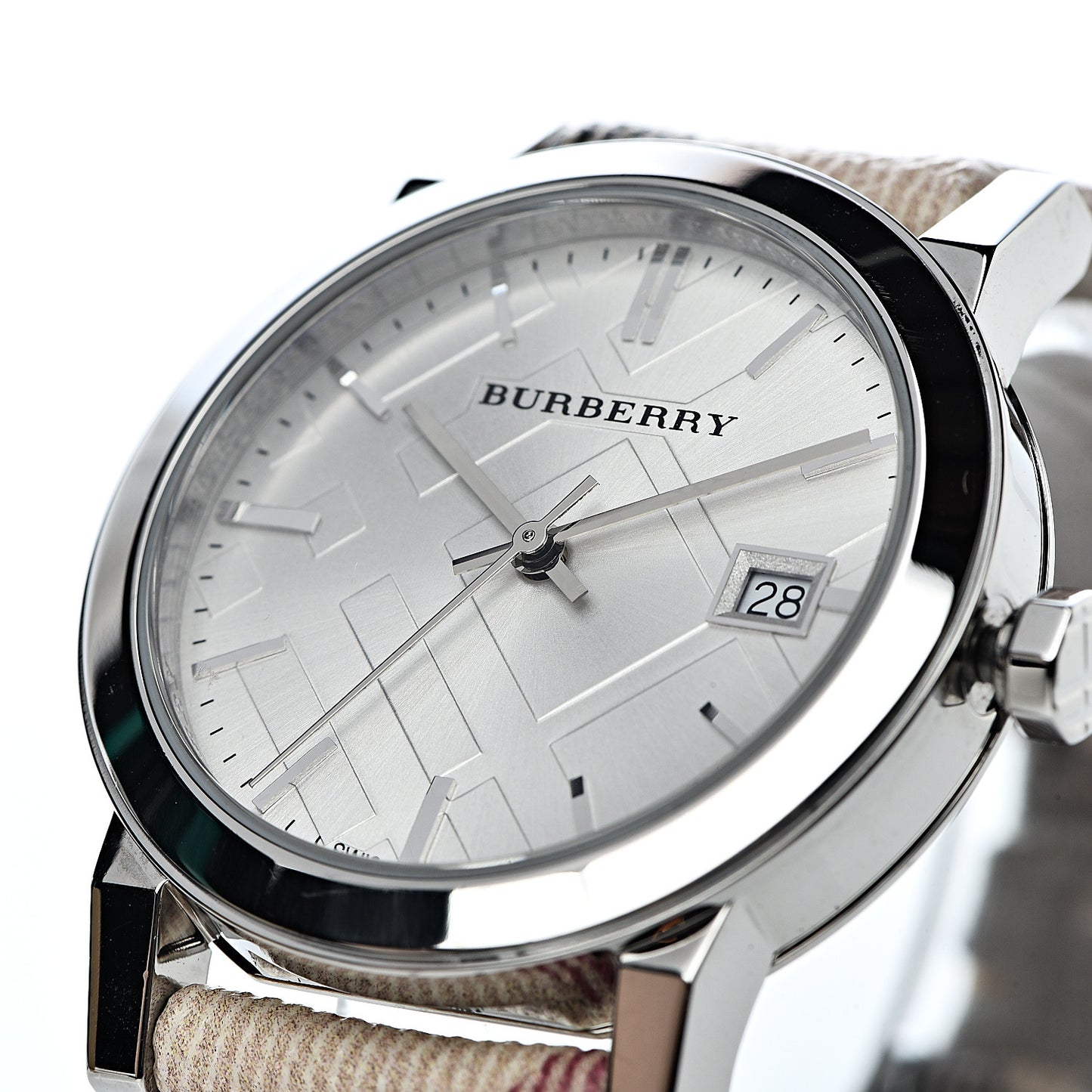 Stainless Steel Calfskin 34mm Heritage Nova Check Quartz Watch BU9113
