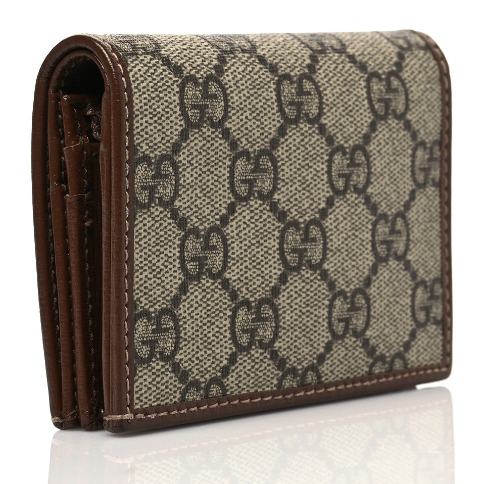 GG Supreme Monogram Horsebit 1955 Card Case Wallet Beige Ebony Brown Sugar