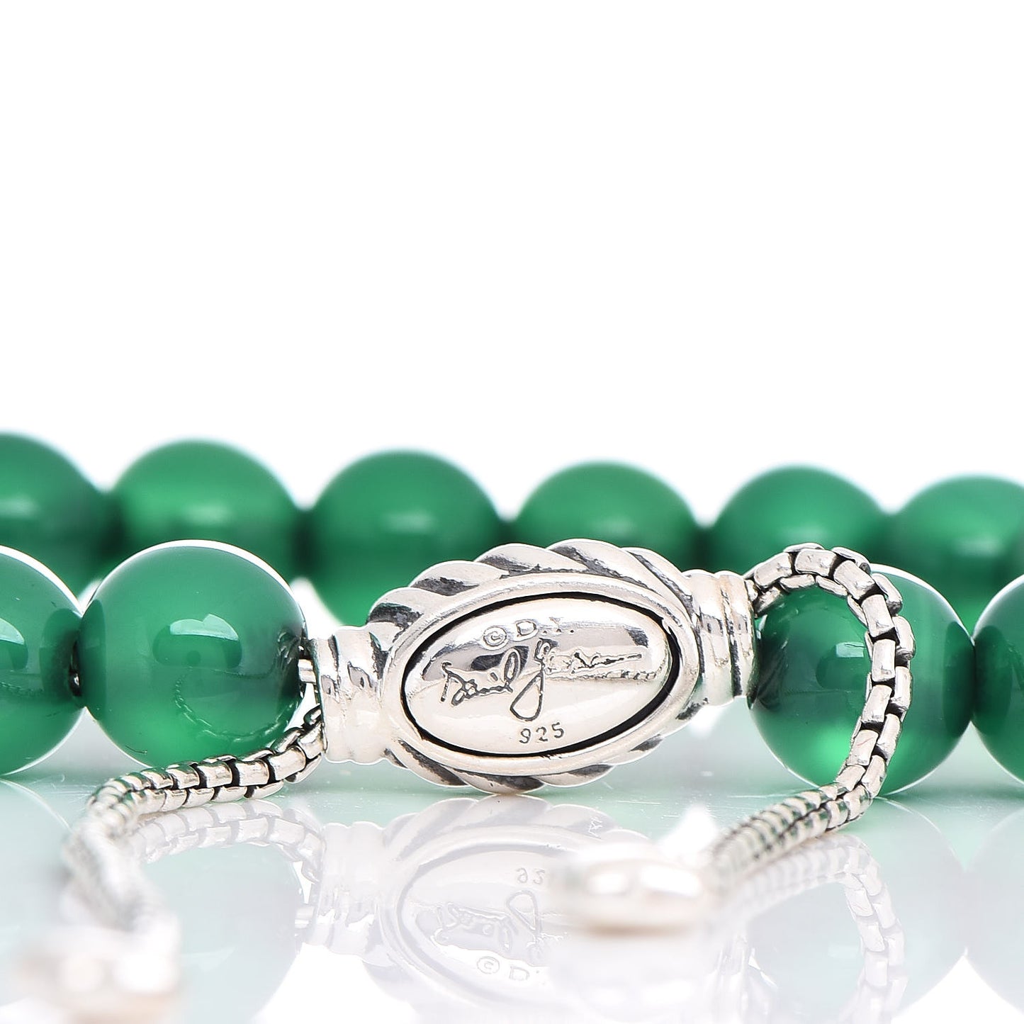 Sterling Silver Green Onyx 8mm Spiritual Beads Bracelet