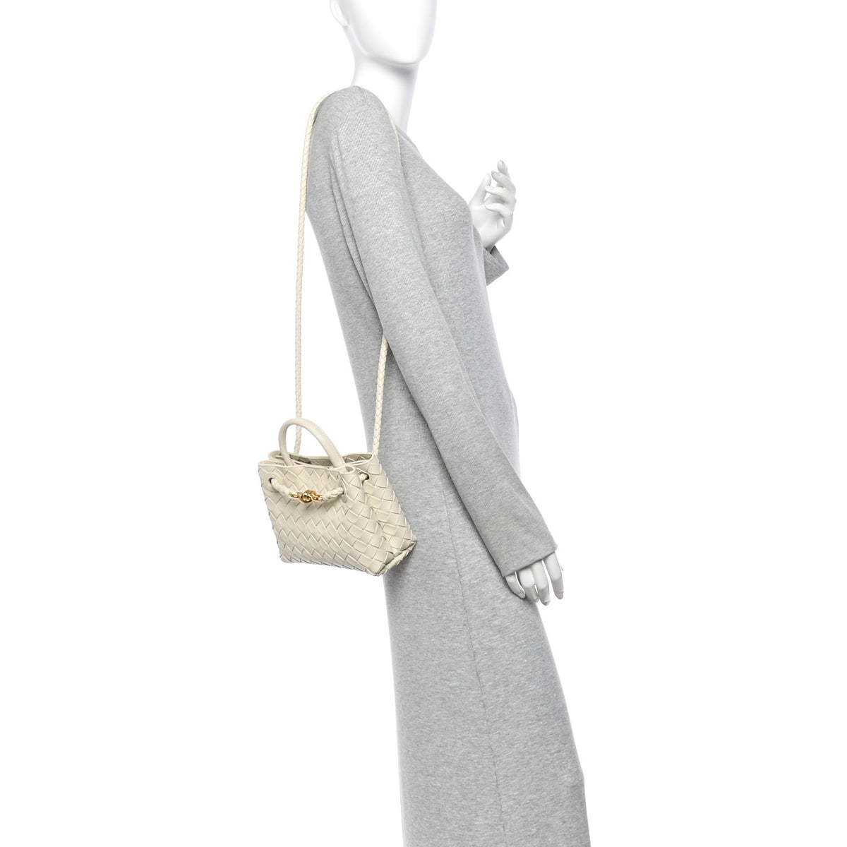 Nappa Intrecciato Mini Andiamo Shoulder Bag Sea Salt