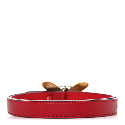Gucci Calfskin Queen Margaret Bee Belt 80 32 Red 2 of 5