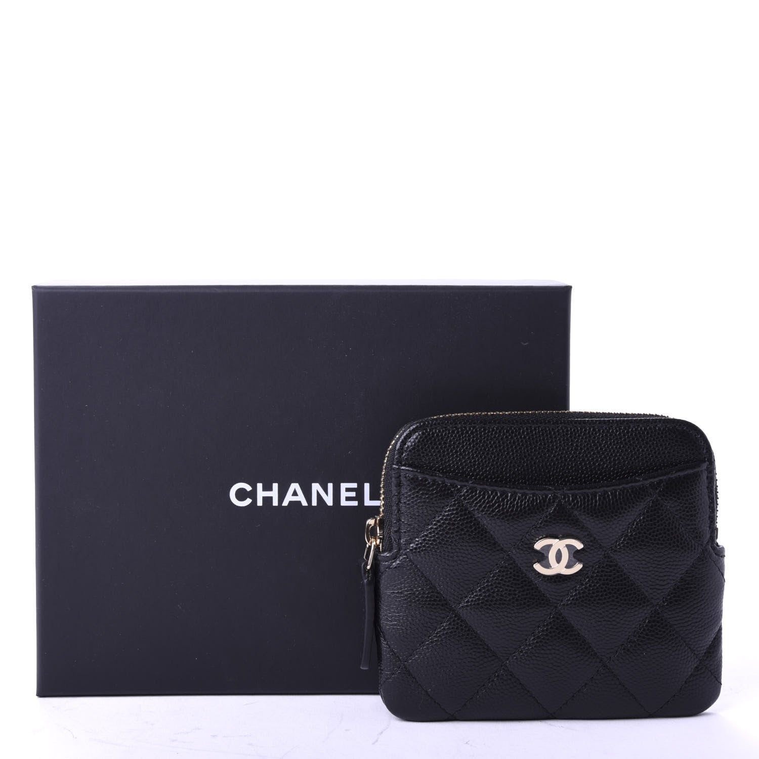 Chanel Caviar Quilted Zip Card Holder Wallet Black 8 of 8