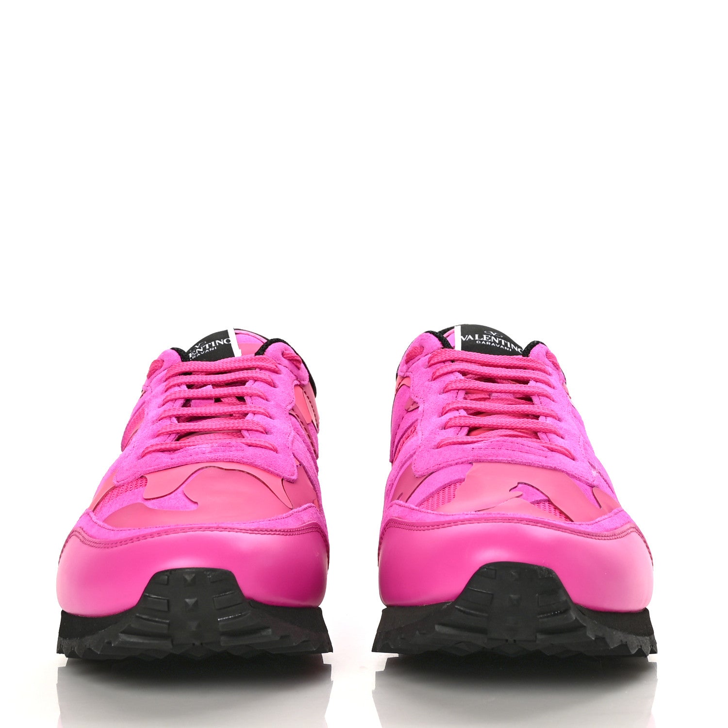 Valentino Garavani Mesh Fabric Suede Camouflage Mens Rockrunner Sneakers 43 Pink PP Black 2 of 8