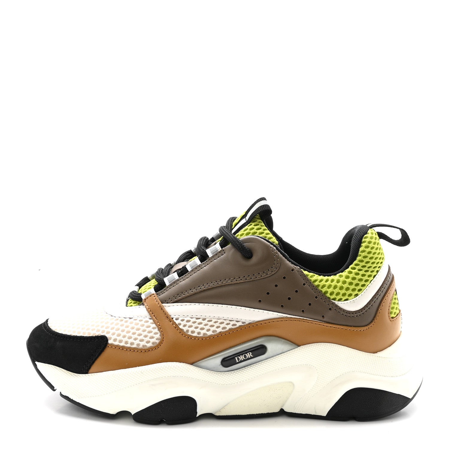Christian Dior Technical Mesh Calfskin Mens B22 Sneakers 38 Brown Green 1 of 9