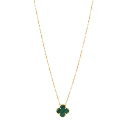 Van Cleef & Arpels 18K Yellow Gold Malachite Vintage Alhambra Pendant Necklace 1 of 5