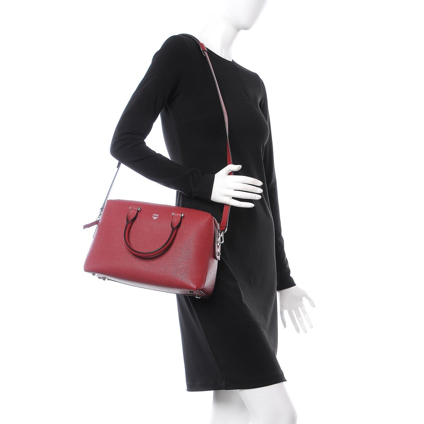 Grained Calfskin Medium Ella Boston Burgundy