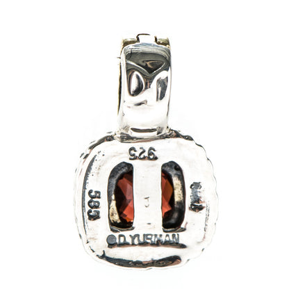 David Yurman Sterling Silver 14K Yellow Gold Garnet 7mm Albion Enhancer Pendant 3 of 5