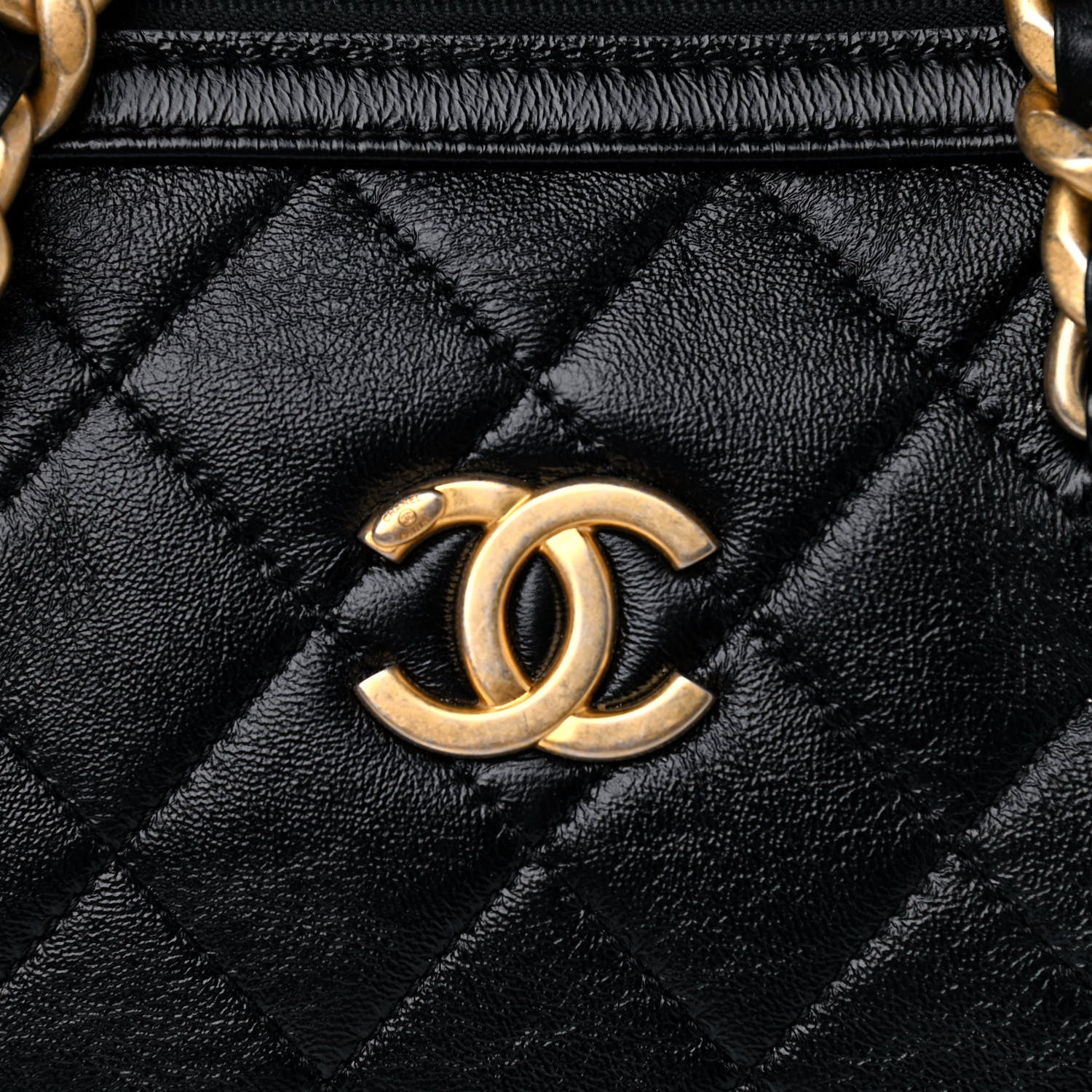 Chanel Shiny Lambskin Quilted Fashion Therapy Bowling Bag Black 6 of 6