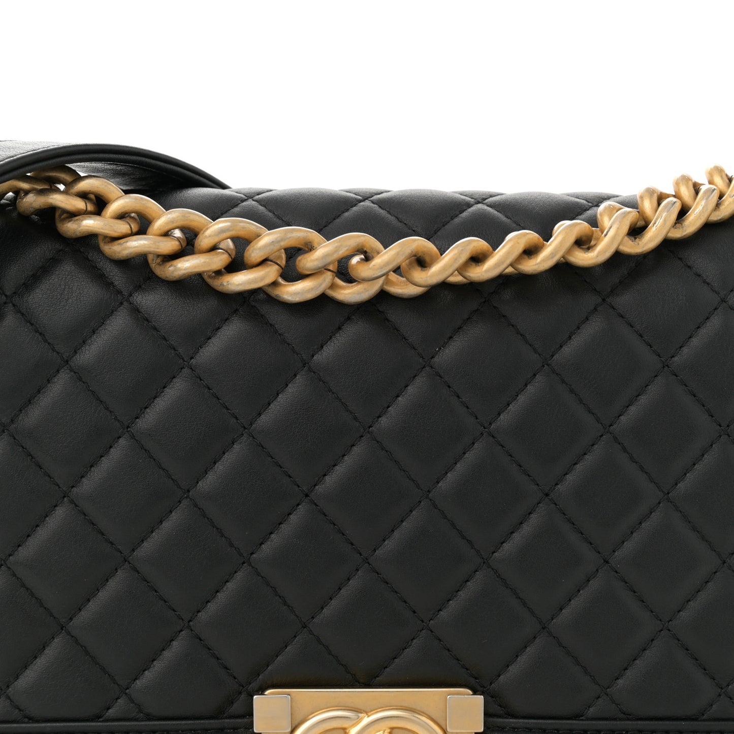 Lambskin Quilted Medium Boy Flap Black