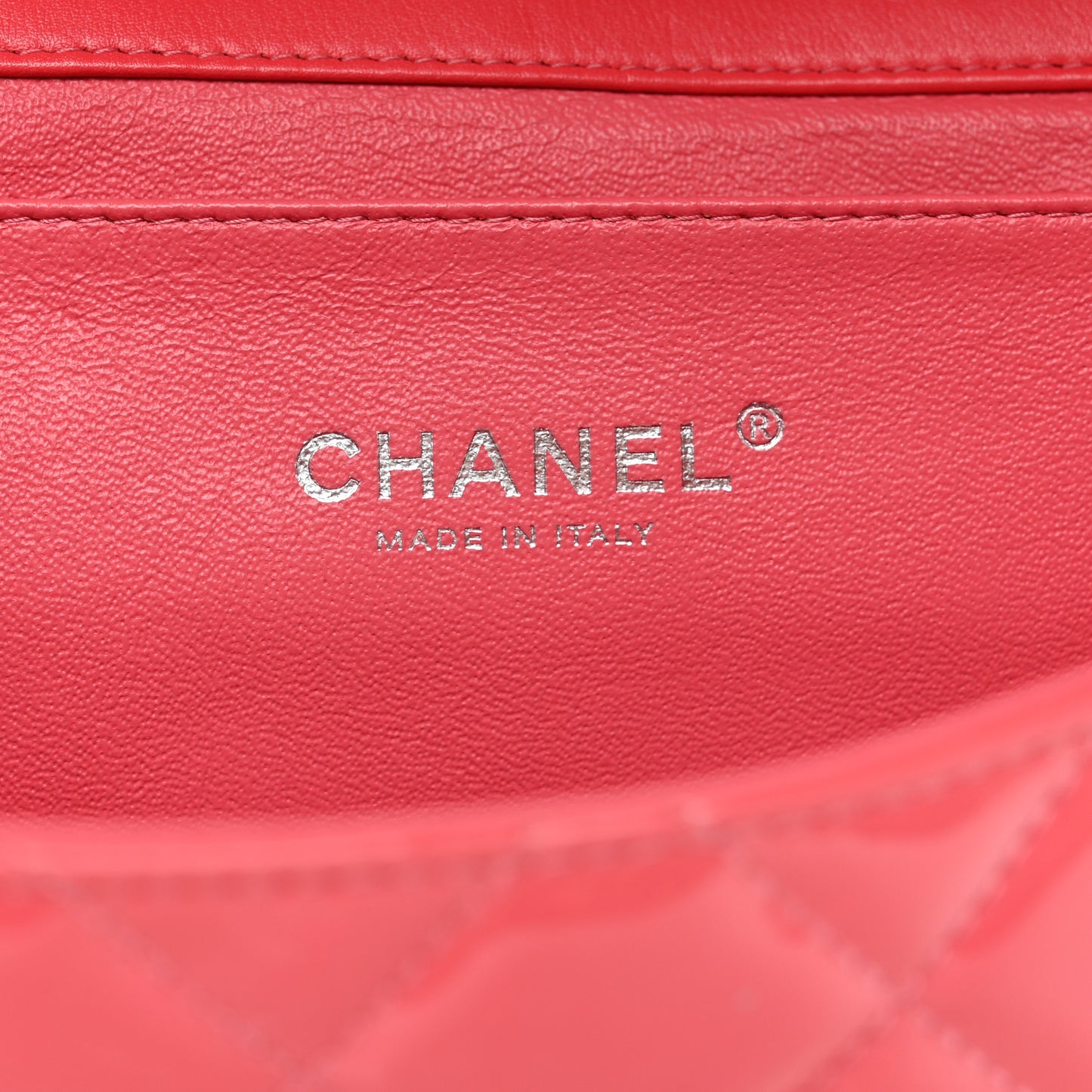 Patent Quilted Clutch with Chain Flap Fuchsia