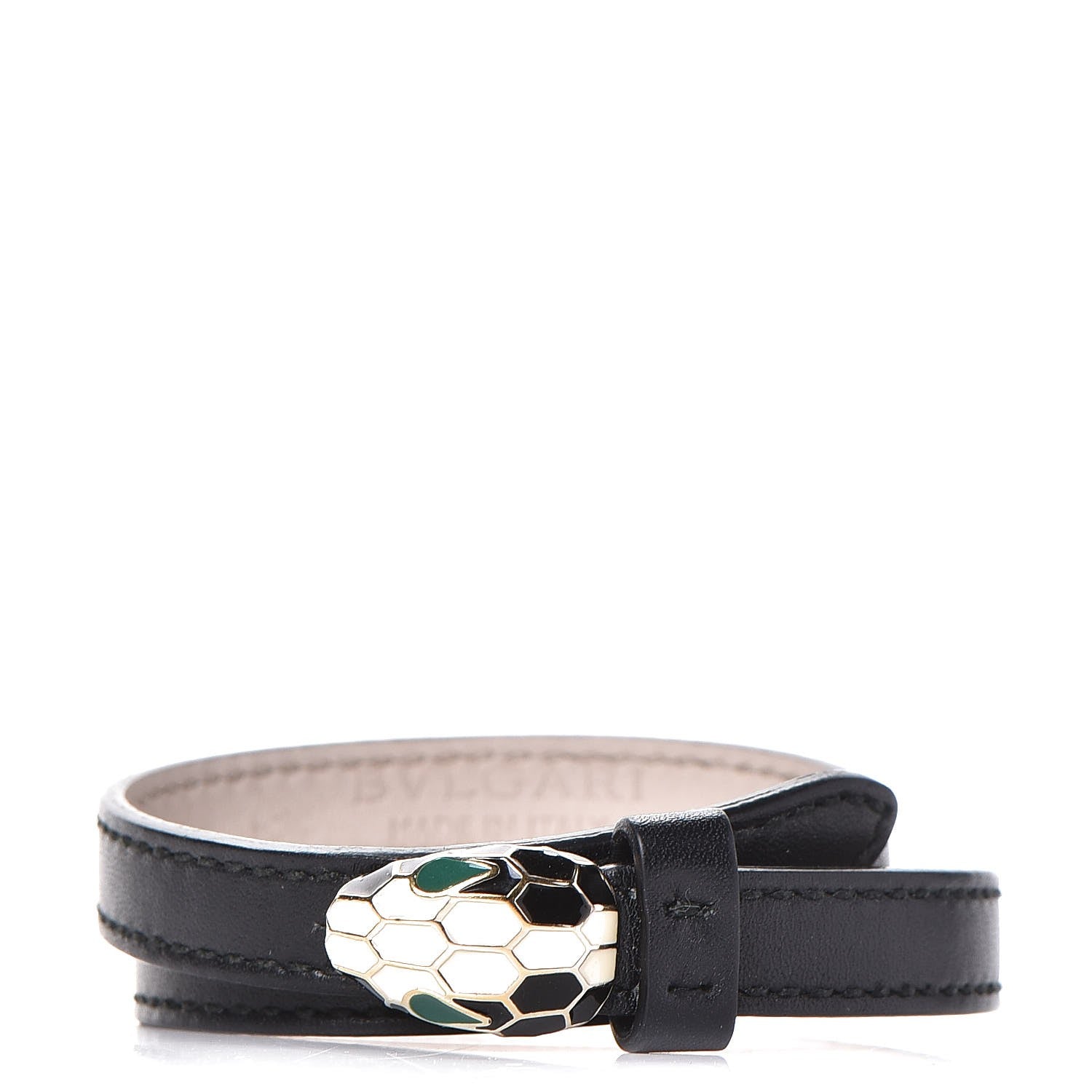 Bulgari Calfskin Serpenti Forever Double Coil Bracelet M Black 1 of 6