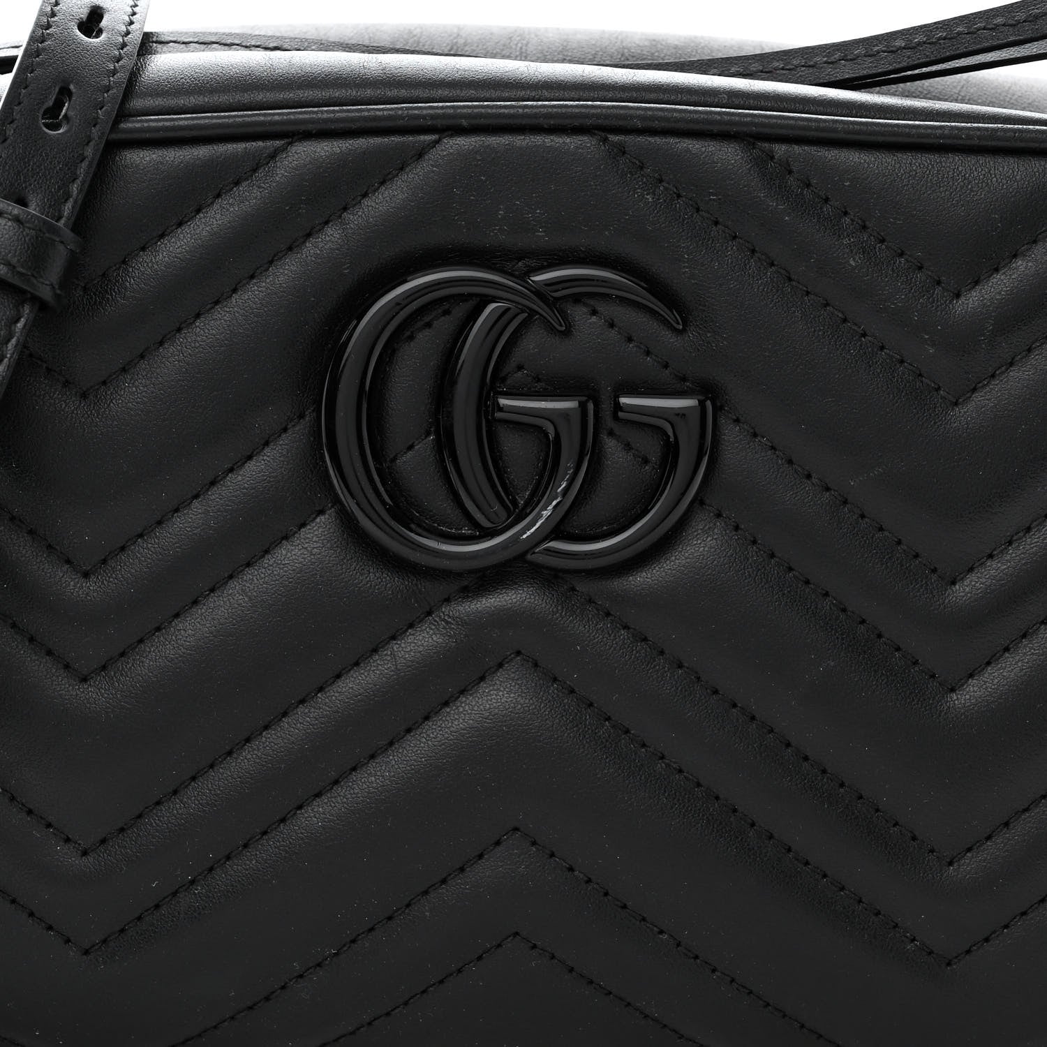 Gucci Calfskin Matelasse Monochrome Small GG Marmont Chain Shoulder Bag Black 8 of 12