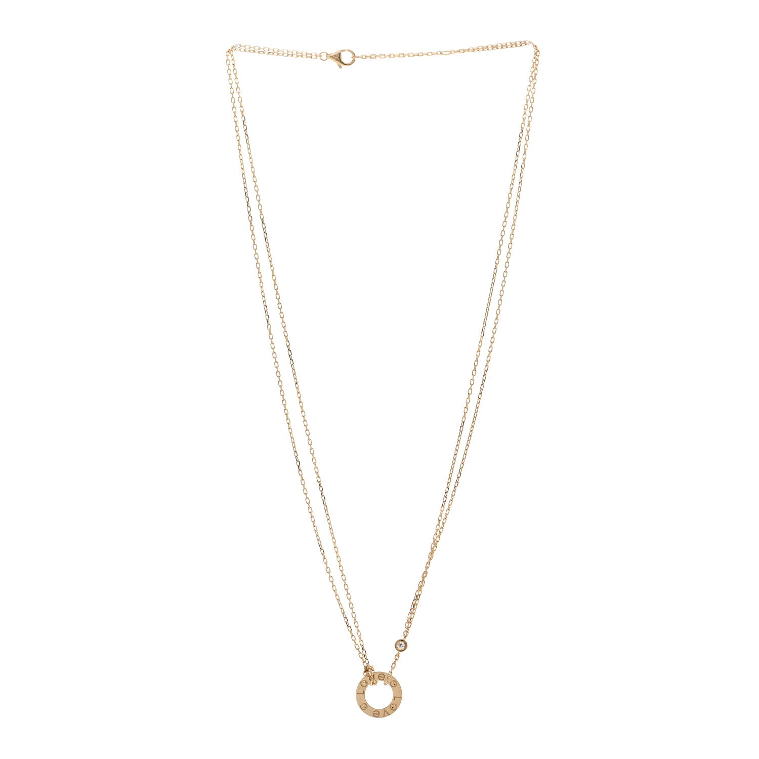 Cartier 18K Yellow Gold 2 Diamond LOVE Necklace 3 of 5