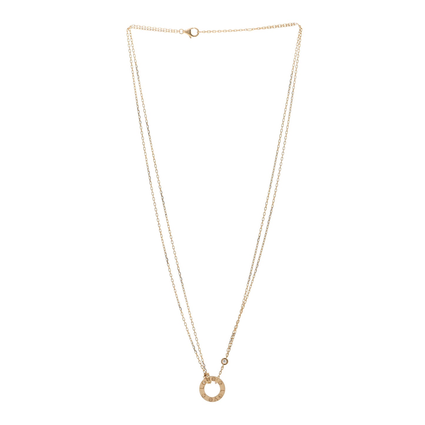 18K Yellow Gold 2 Diamond LOVE Necklace