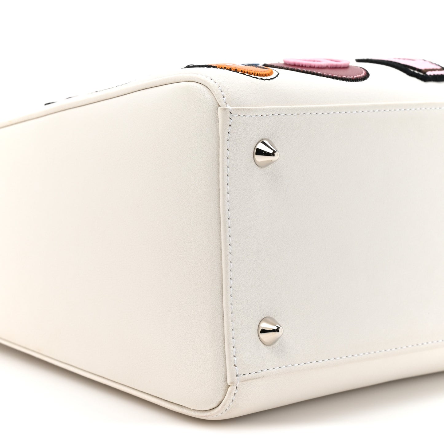 Smooth Calfskin Patch Embellished Medium Lady Dior White