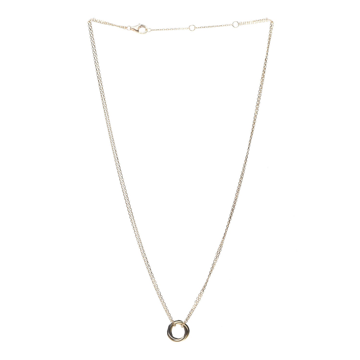 Cartier 18K Pink Yellow White Gold Trinity Double Chain Pendant Necklace 2 of 5