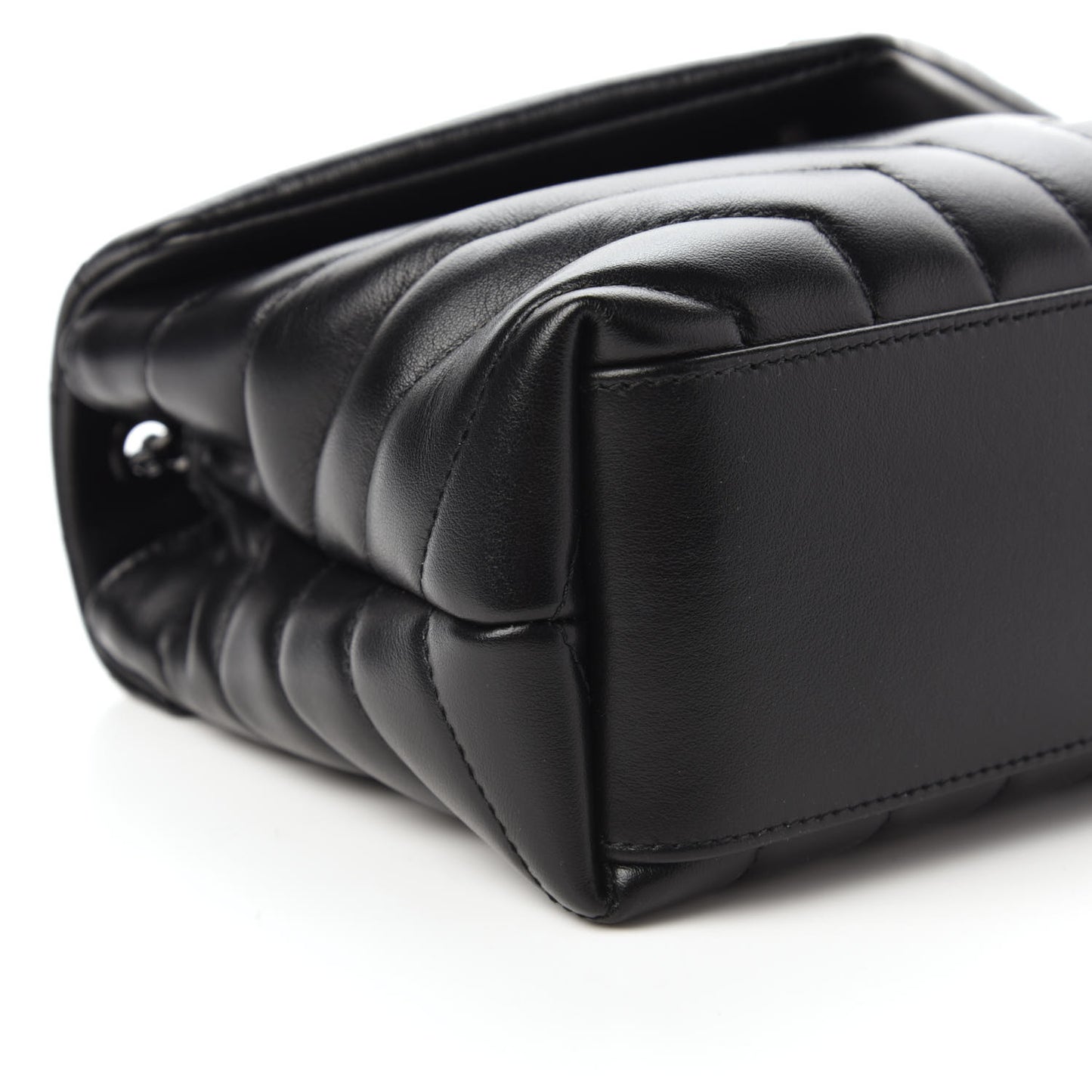 Calfskin Y Quilted Monogram Small Loulou Chain Satchel Black