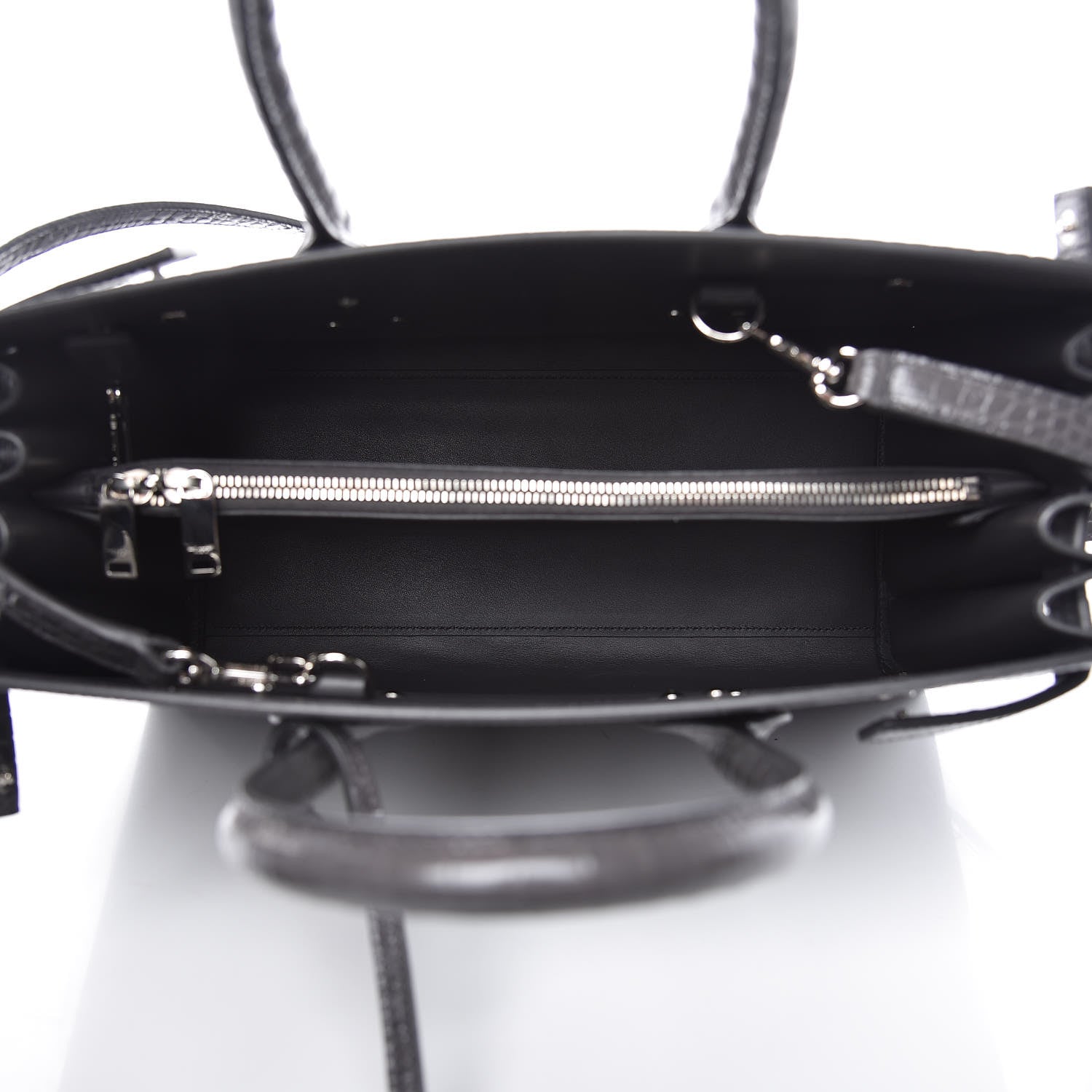 Saint Laurent Calfskin Crocodile Embossed Small Sac De Jour Fog 5 of 9