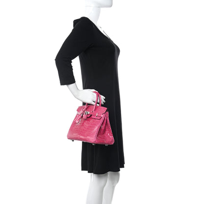 Hermes Shiny Porosus Crocodile Birkin 25 Rose Mexico 2 of 11
