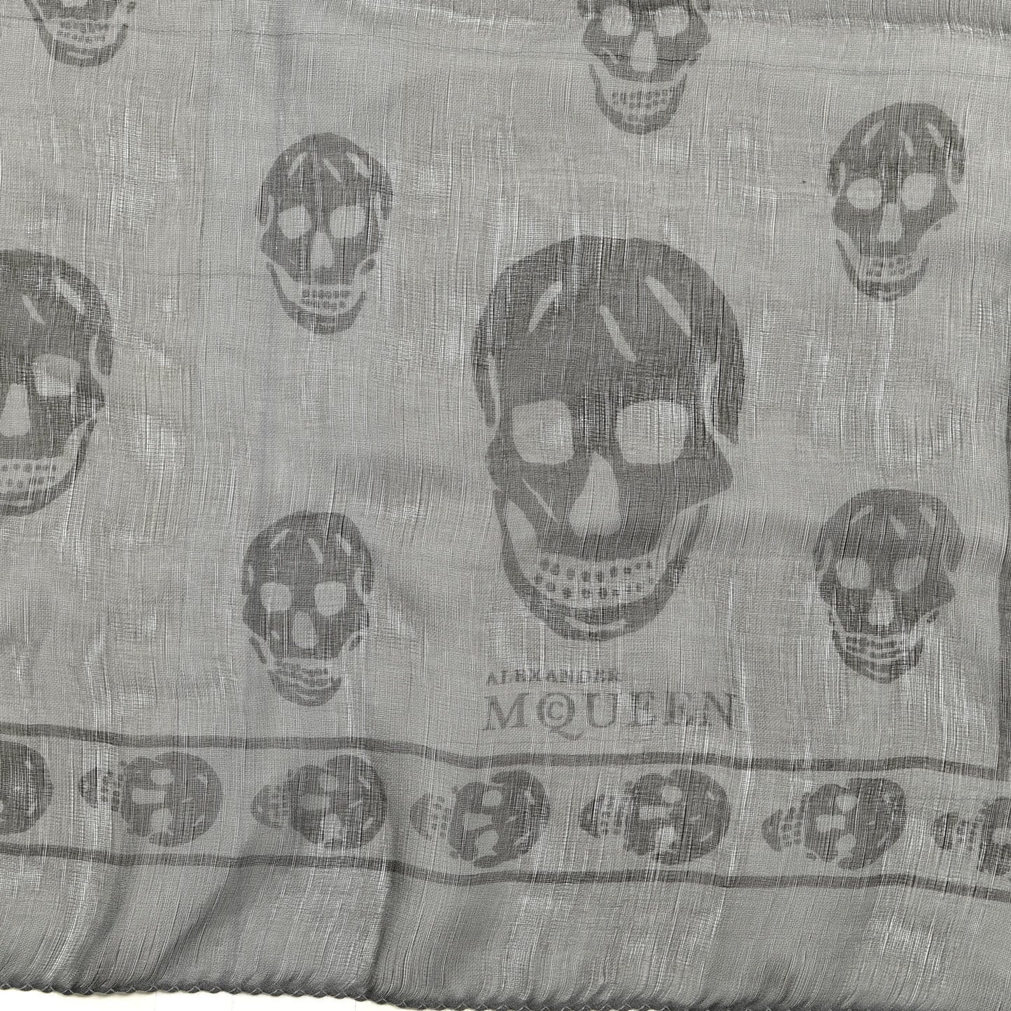 Silk Chiffon Skull Scarf Black Grey