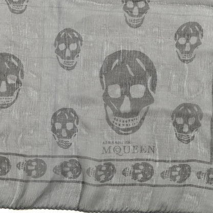 Alexander McQueen Silk Chiffon Skull Scarf Black Grey 2 of 4