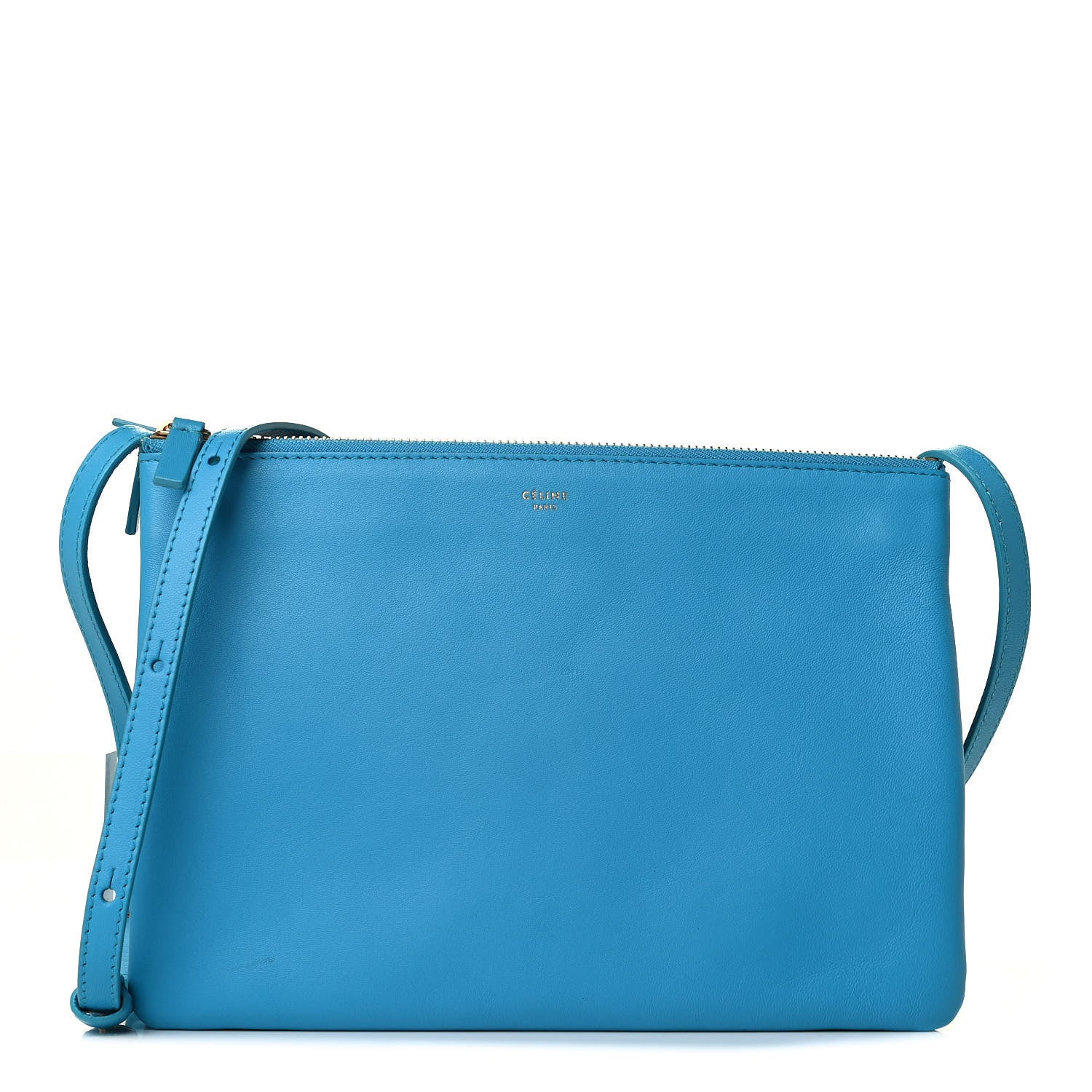 Celine Lambskin Large Trio Crossbody Bag Turquoise 1 of 5
