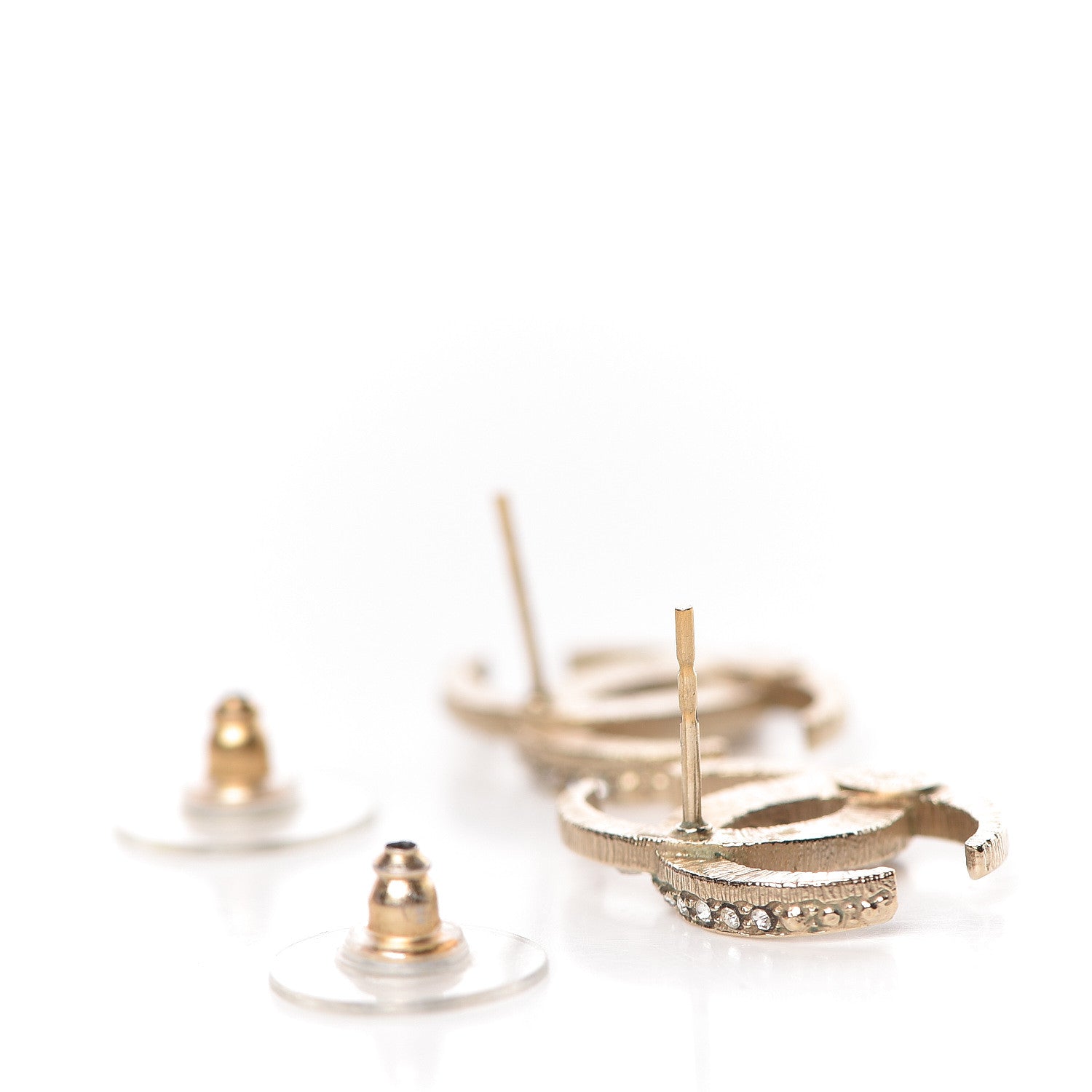 Chanel Crystal CC Moon Earrings Gold 3 of 7