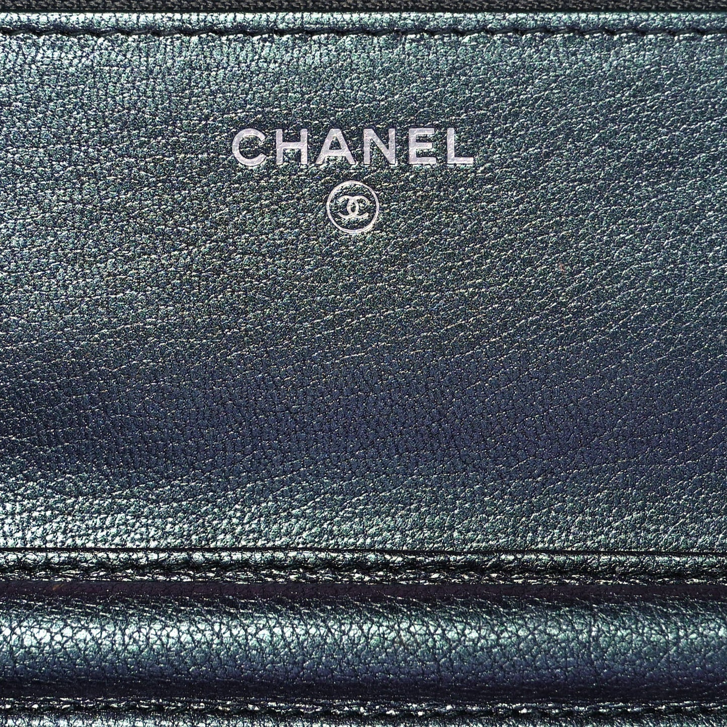 Iridescent Goatskin Quilted Wallet On Chain WOC Purple
